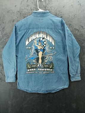 Laughlin Thunder In The Desert 2001 Motorcycle Denim Shirt Men's Size L